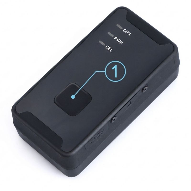 Центральна функціональна кнопка на лицевій панелі GPS-трекера Queclink GL320MG, позначена цифрою 1